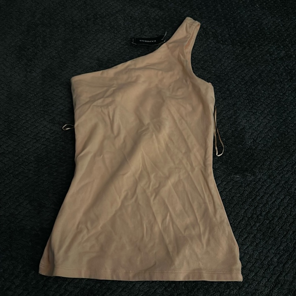 One Shoulder Peach Express Bra Tank in Size XS